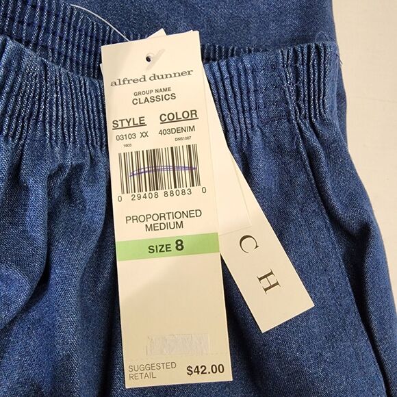 Alfred Dunner Womens Trouser Pants Size 8 Blue High Rise Pull On Straight Leg - Picture 8 of 8